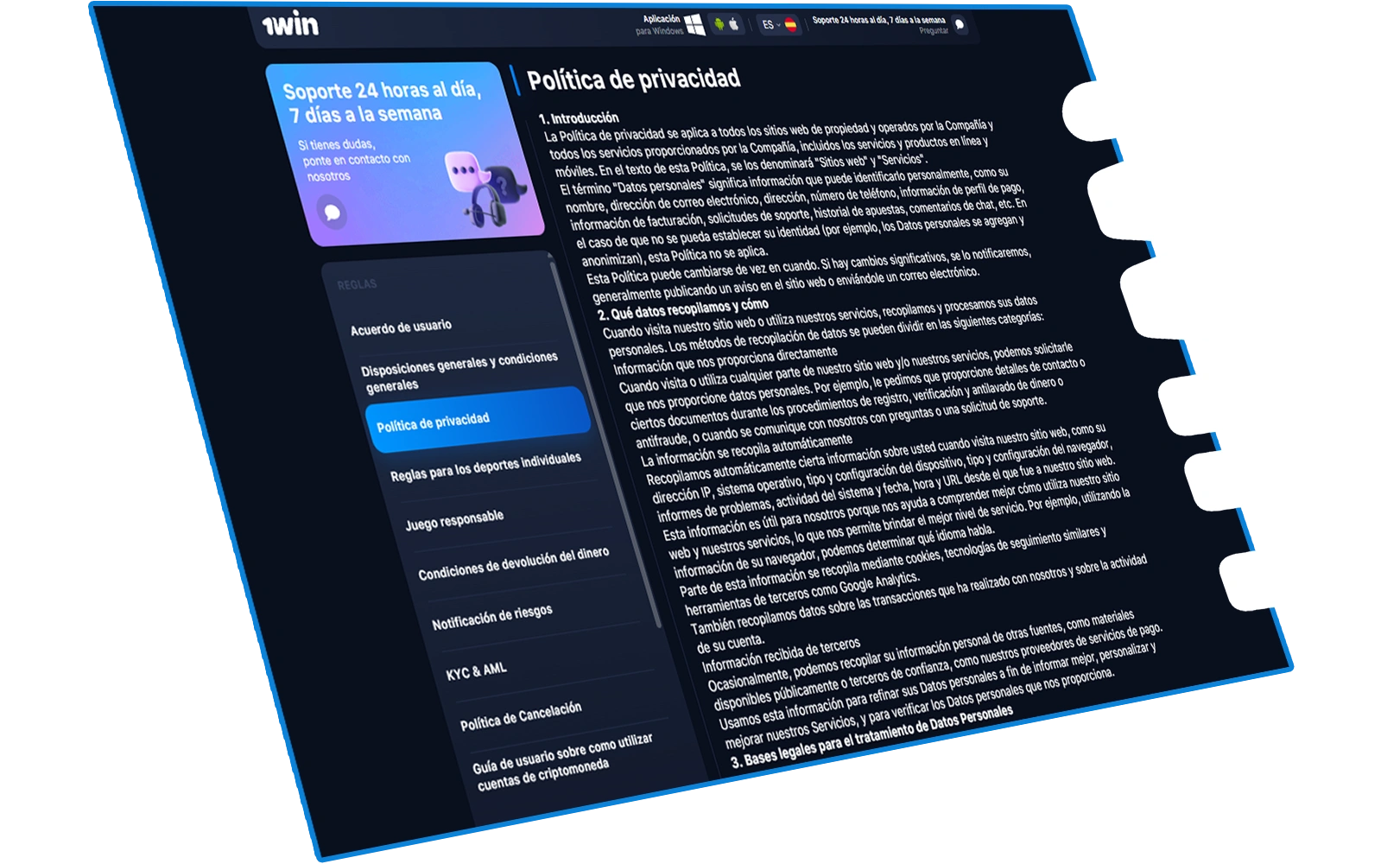 Conozca la política de privacidad de 1Win para jugadores en Argentina.